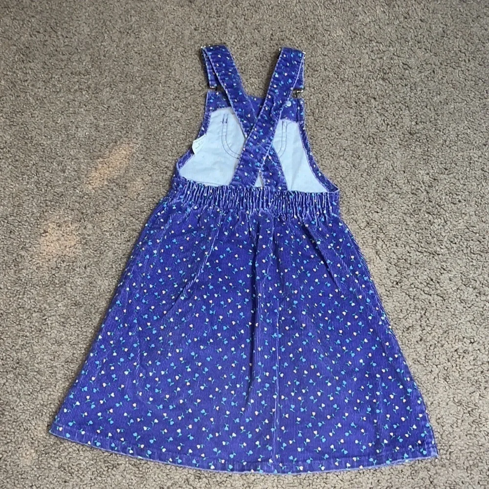 Vintage Osh Kosh B’Gosh Corduroy Overall Jumper Dress Ditsy Floral‎ Purple 6